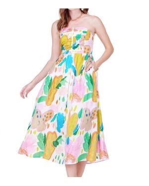 J joy Garden Art Gather Tube Dress - White