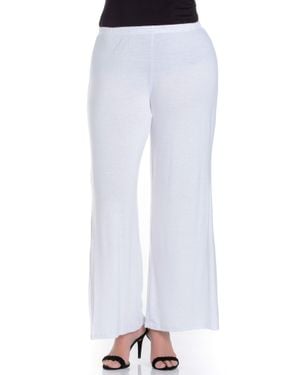24seven Comfort Apparel Plus Size Elastic Waist Flared Leg Palazzo Pants - White