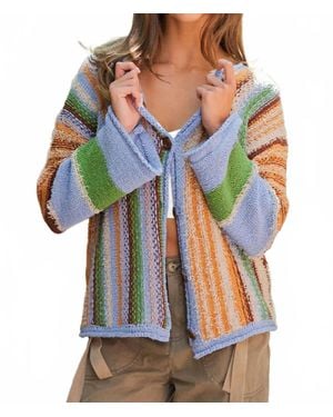 Eesome Eartha Button Down Sweater - Blue