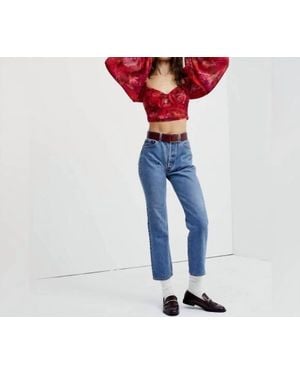 For Love & Lemons Trisha Crop Top - Blue