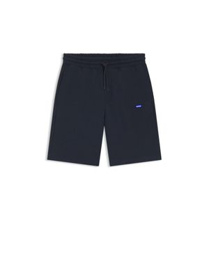 HUGO Cotton-Terry Shorts With Logo Patch - Blue