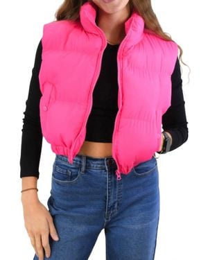 ANWND Right Addition Crop Puffer Vest - Pink