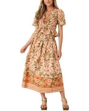 AMINA GLAM 2Pc Blouse & Skirt Set - Natural