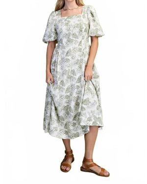 Gigio Palm Print Midi Dress - Multicolor
