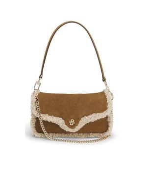 BOSS Shoulder Bag With Faux Fur Trim - Metallic
