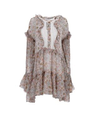 PHILOSOPHY BY LORENZO SERAFINI Philosophy Di Lorenzo Serafini Floral Tiered Mini Dress - Brown