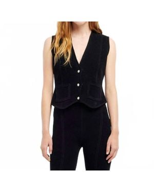 Barrie Suede Effect Sleeveless Jacket - Black