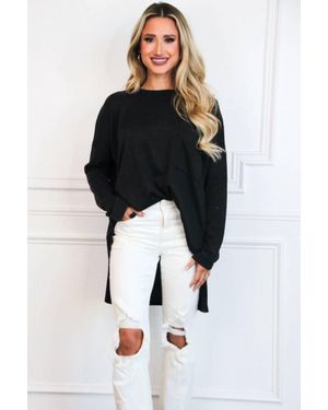 Zenana Bonfire Babe Oversized Pocket Top - Black