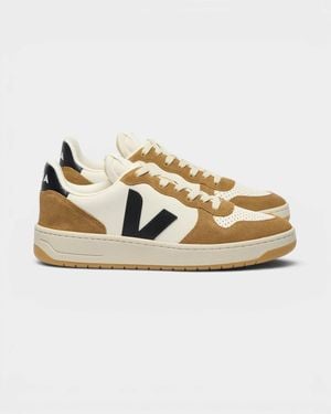 Veja V 10 Leather Sneaker - Metallic