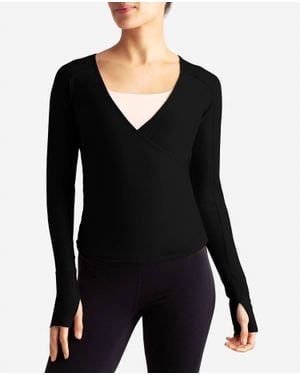 Danskin Barre Wrap Long Sleeve Top - Black