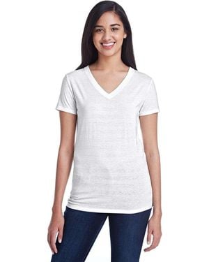Threadfast Apparel Invisible Stripe V-Neck T-Shirt - White