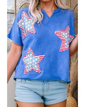 Shewin Patriot Star Patched Tee - Blue