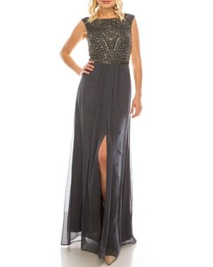 Aidan Mattox Beaded Long A-Line Evening Dress - Multicolor