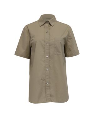 Vince Short Sleeve Poplin Button-Up Shirt - Green