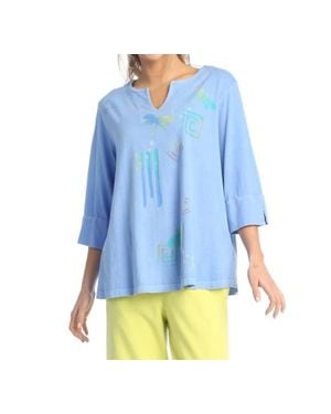 Jess & Jane Sky High Pigment Dyed Cotton Jersey Top - Blue