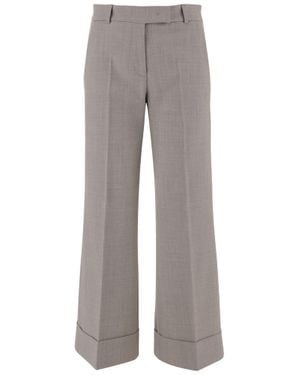 Ql2 Tailored Crease Wide-Leg Wool Formal Pants - Gray