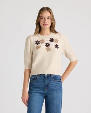 NVLT Embroidery Flower Sweater - Blue