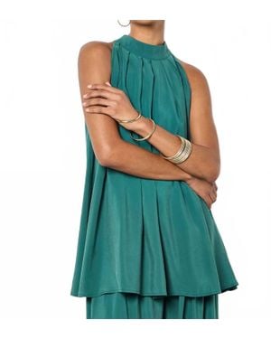 Apricot Pleat Detail Tunic Top - Green