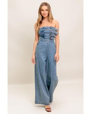 TRUEDAMES Urban Harness Denim Jumpsuit - Blue