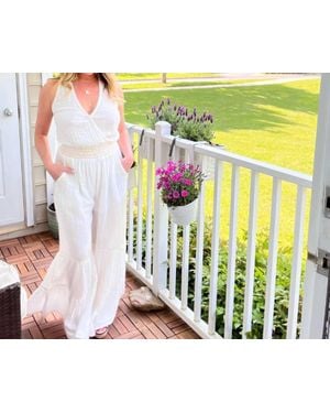 Surf Gypsy Gauze Embroidered Jumpsuit - Green