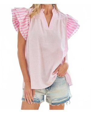 First Love You'Re A Doll Seersucker Top - Pink
