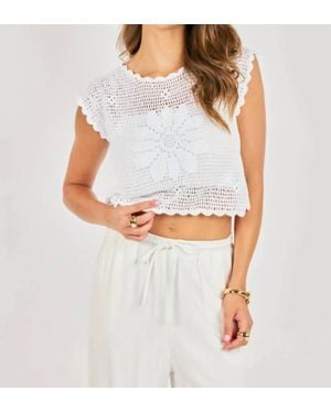 Sadie & Sage Open Field Crochet Top - White