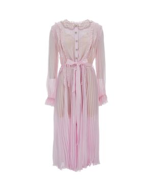 Self-Portrait Pleated Georgette Midi Dress - Pink