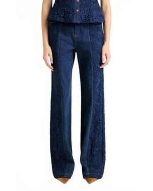 Cinq À Sept Francine Lace Combo Pants - Blue