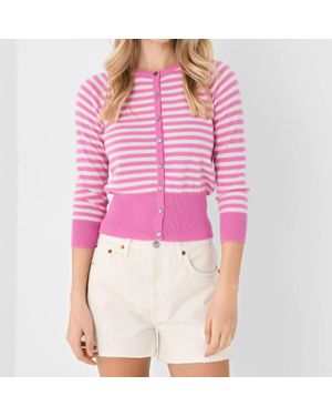 Jumper 1234 Stripe Shrunken Cardigan - Pink