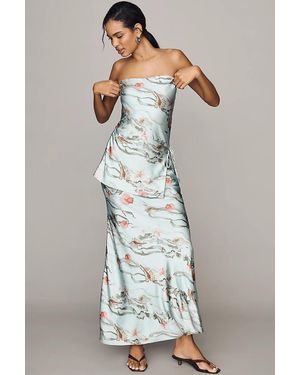 AMUR Tiered Strapless Dress - Blue