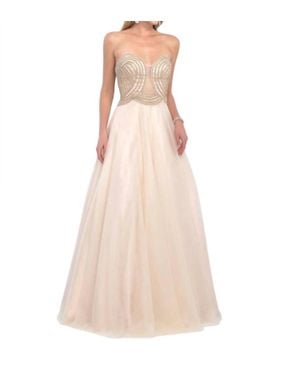 Blush Prom Sweetheart Neck Beaded Bodice Gown - Pink