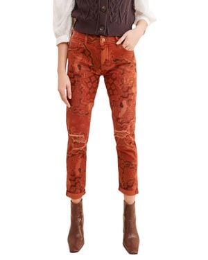 Pilcro Slim Boyfriend Crop Pants - Red