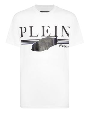 Philipp Plein Jersey T-Shirt Round Neck Ss Cars Racing - White