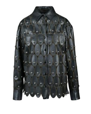 S.w.o.r.d 6.6.44 Leather Studded Shirt - Black
