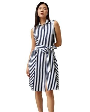 LILYSILK Silk Striped Sleeveless Dress For - Blue