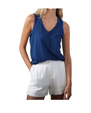 Bobi V-Neck Tank Top - Blue
