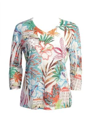 Jess & Jane Martinique Burnout Sublimation Top - Blue