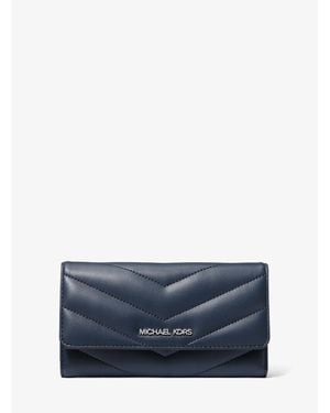 Michael Kors Outlet Jet Set Travel Large Quilted Tri-Fold Wallet - Blue