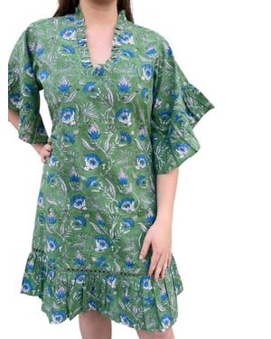 Fitzroy & Willa Soleil Ruffled Mini Dress - Blue