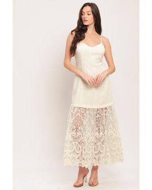 TRUEDAMES Milk Petal Woven Lace Midi Dress - Natural