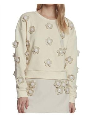 Stellah Flower Applique Sweatshirt - Natural