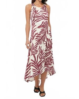 Greylin Tessie Side Tucked Midi Slip Dress - Red