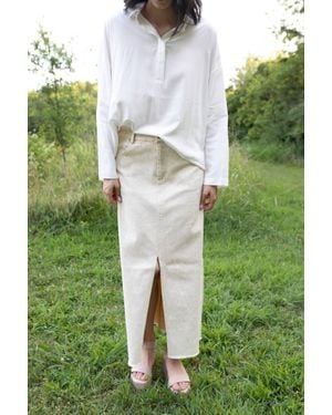 Mystree Casual Denim Maxi Skirt - Green