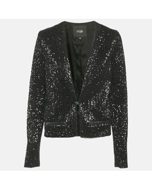 Maje Sequin Cropped Jacket - Black