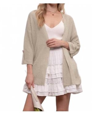 Blu Pepper Light Weight Back Button Cardigan - Natural