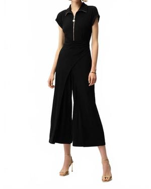 Joseph Ribkoff Silky Knit Culotte Jumpsuit With Zipper - Black