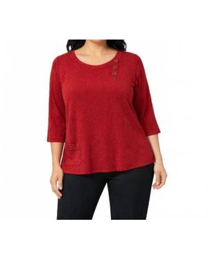 Southern Lady Three Quarter Sleeve Blouse - Red