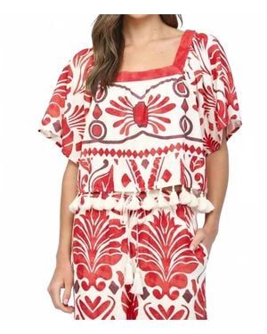 Fate by LFD Geo And Tropical Print Tassel Top - Red