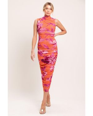 TRUEDAMES Paradise Glow Power Mesh Midi Dress - Red