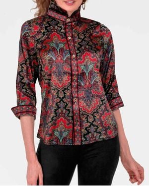 Gretchen Scott Boyfriend Button Up Blouse - Red